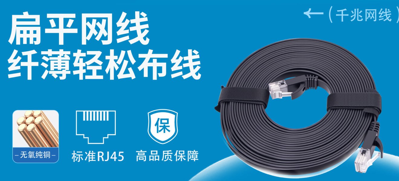 Cat.6类扁平黑色网线